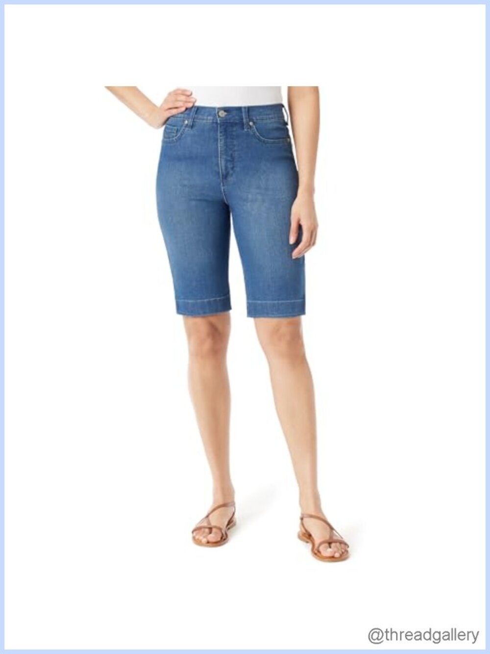 High Rise Bermuda Shorts with Pockets Cotton Blend Women's Casual Short